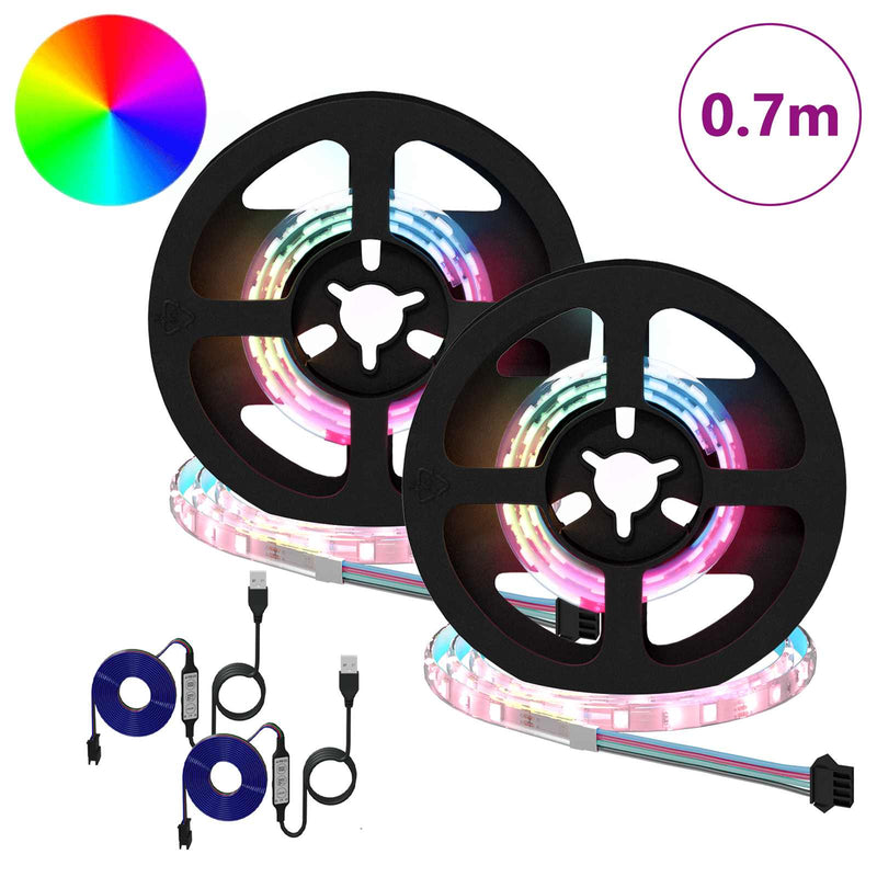 ギャラリービューアに画像をロードする, Vidaxl led-strip 2 pcs zwart en transparant 350 mm koper en kunststof
