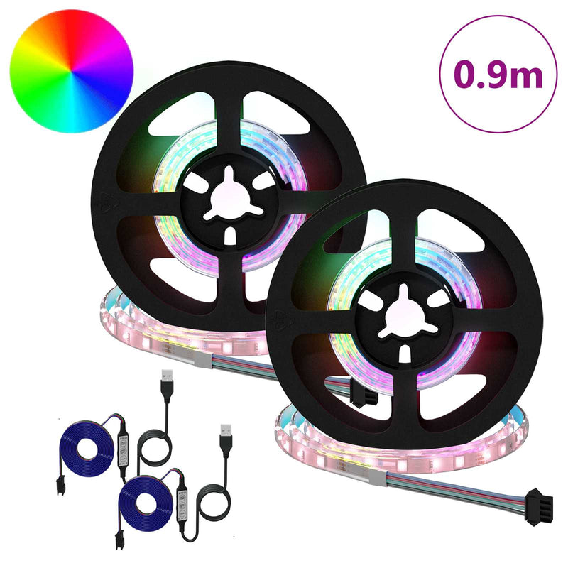 ギャラリービューアに画像をロードする, Vidaxl led-strip 2 pcs zwart en transparant 450 mm koper en kunststof
