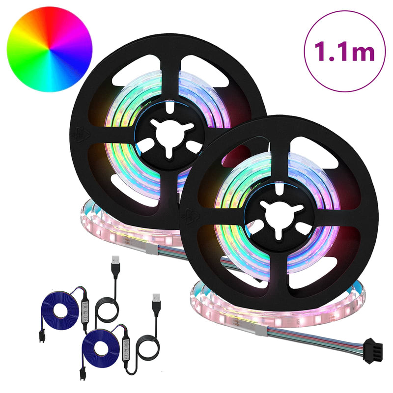 ギャラリービューアに画像をロードする, Vidaxl led-strip 2 pcs zwart en transparant 550 mm koper en kunststof
