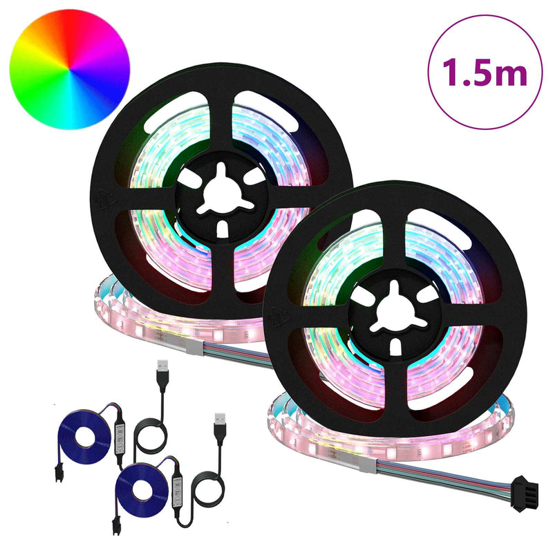 ギャラリービューアに画像をロードする, Vidaxl led-strip 2 pcs zwart en transparant 750 mm koper en kunststof

