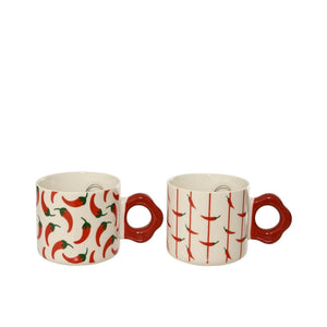 Decoris mok peper porselein 2 assorti 13x8,6x8cm 300ml