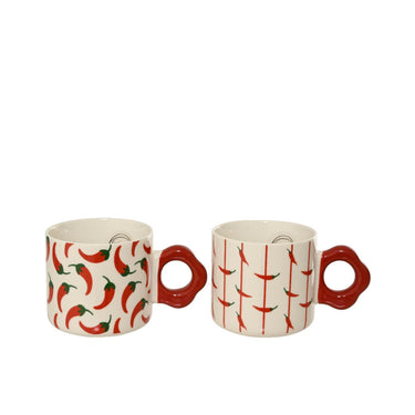 Decoris mok peper porselein 2 assorti 13x8,6x8cm 300ml