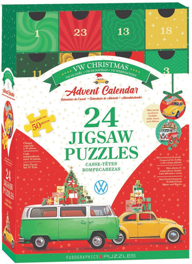 Eurographics volkswagen - vw christmas advent calendar - 24x50 stukjes 12,7×12,7cm (b×h) - legpuzzel