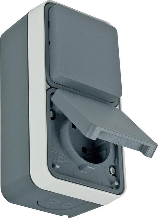 Berker w1 type 47803515 ap-combinatie spatwaterdicht ip55 | grijs