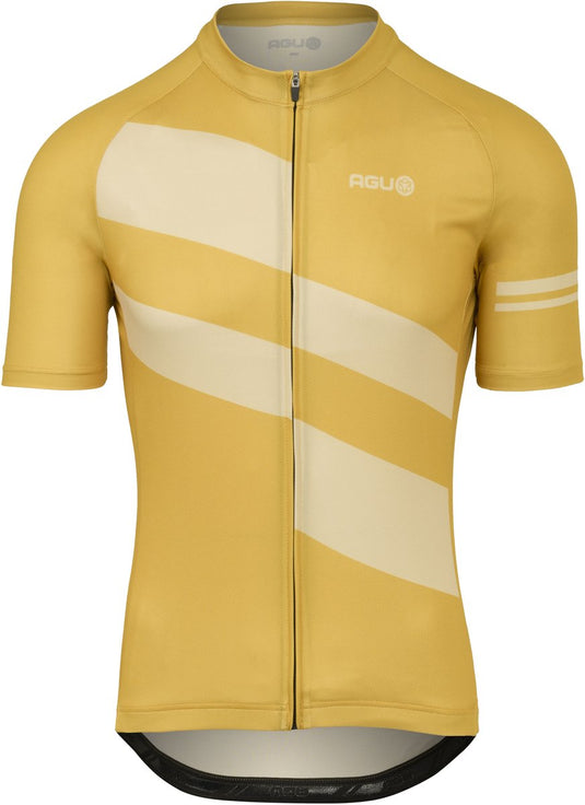 Agu essential fietsshirt heren - korte mouwen - diagonal stripes - amber haze - maat xxl