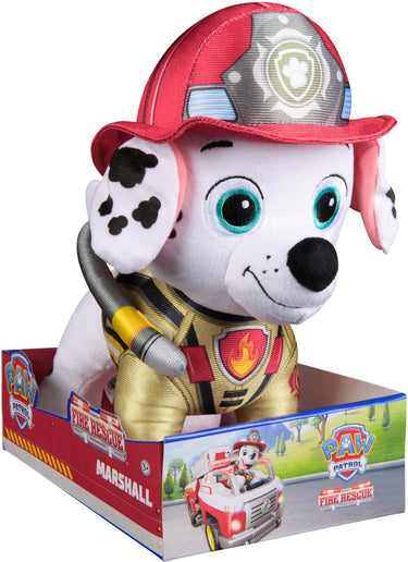 Paw patrol - brandweerredding - knuffel met brandblusserrugzak en slang, 25,5 cm