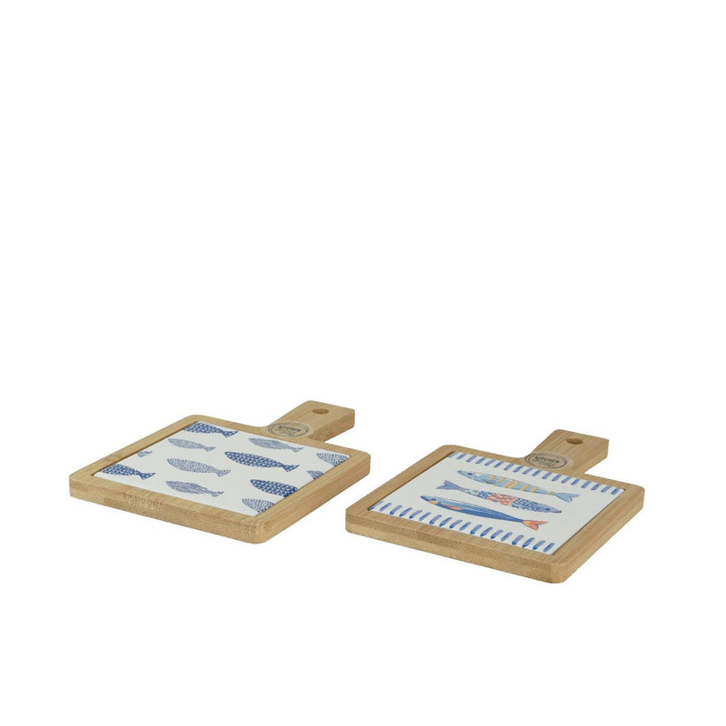 ギャラリービューアに画像をロードする, Decoris snijplank met vissen porselein 18x12x1cm 2 assorti
