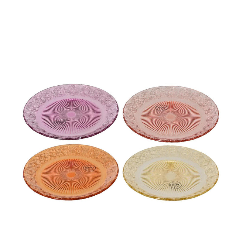 Afbeelding laden in galerijviewer, Decoris ontbijtbord glas ã˜18xh1,5cm 4 assorti
