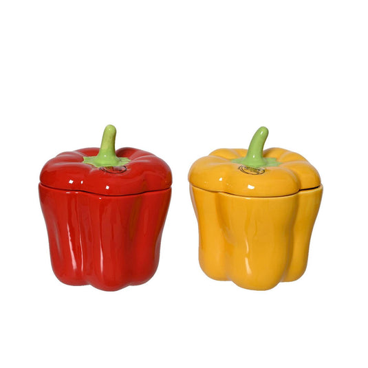 Decoris opbergpot paprika dolomiet 12x12x15cm 2 assorti