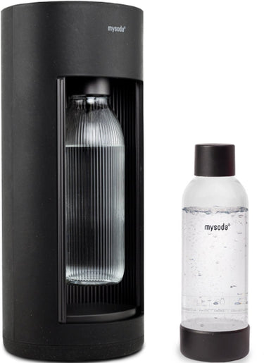 Mysoda glassy black - bruiswatertoestel gemaakt van ecologisch biocomposiet aluminium - incl 2 flessen