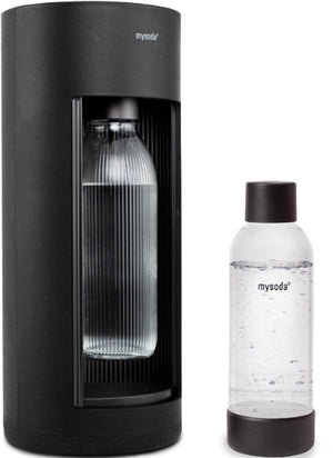 Mysoda glassy black - bruiswatertoestel gemaakt van ecologisch biocomposiet aluminium - incl 2 flessen