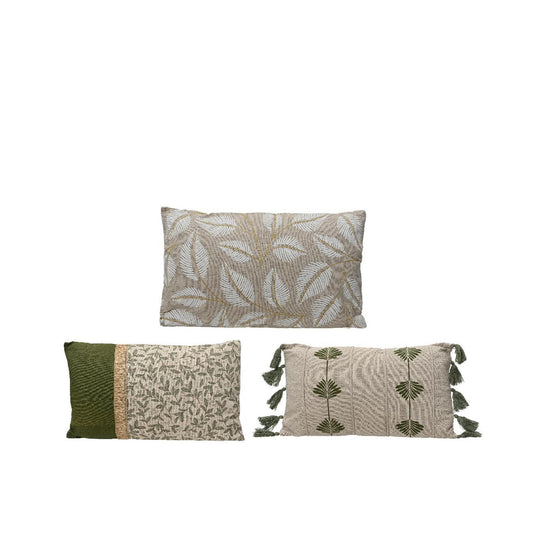 Decoris kussen met print beige polyester katoen 3x30x50cm 3 assorti