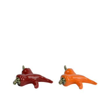Decoris decoratie groente peper porselein 12,5x12,5x4cm 2 assorti