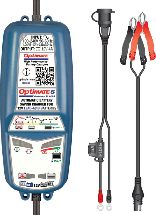 Tecmate optimate 5 charger start stop 12v-4a