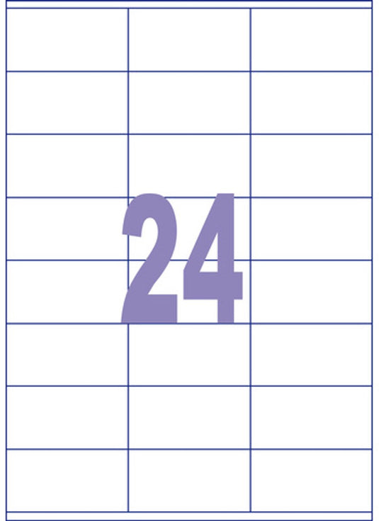 Kangaro etiket - inkjet laser kopieer - 70x36mm - 25 vel - 24 stickers per vel - k-7036-25