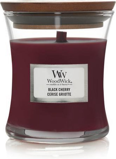Woodwick hourglass medium geurkaars - black cherry - 60 branduren