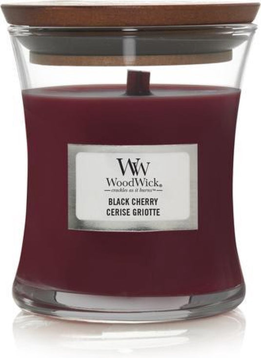 Woodwick hourglass medium geurkaars - black cherry - 60 branduren