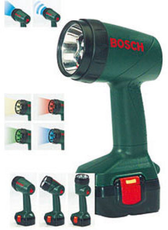 Klein toys bosch mini speelgoed lamp - 9,5x6,4x18 cm - kan 90 graden draaien - incl. verstelbare ring licht in vier kleuren en knipperlicht - groen