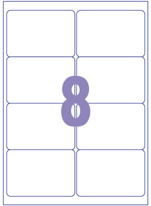Kangaro etiket - inkjet laser kopieer - 99,1x67,7mm - 100 vel - 8 stickers per vel