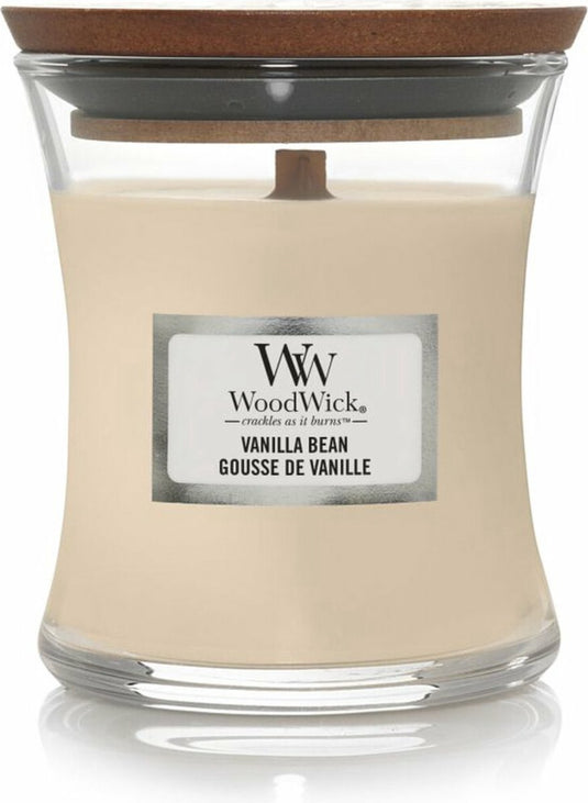 Woodwick geurkaars mini candle - vanilla bean - 20 branduren - 85gr - 8 cm ø 7 cm