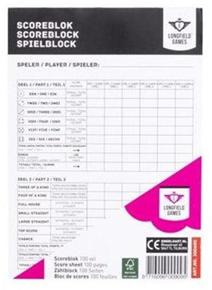 Engelhart yathzee scoreblok 1 stuks - 100 pagina's