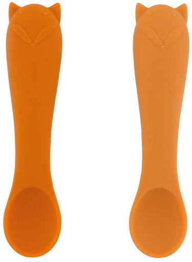 Trixie | eerste babylepels 2-pack - mr. fox - zachte siliconen - gemakkelijk vast te pakken - 4m+