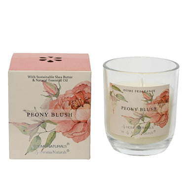 Decoris geurkaars in glas peony blush 20% shea butter wax dia7,8x9cm 20 branduren