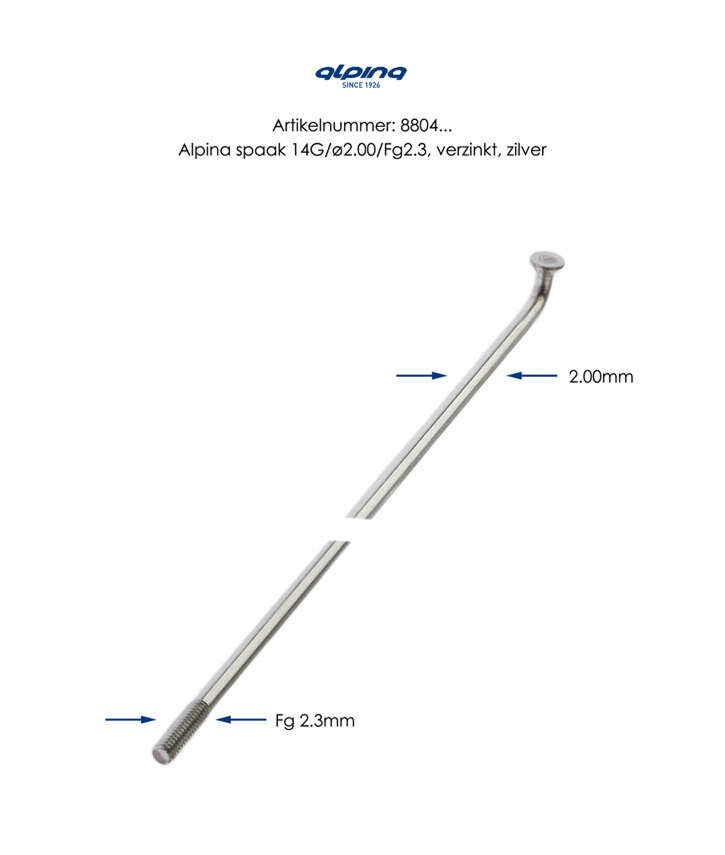 Load image into Gallery viewer, Alpina spaak zink 14-266 zonder nippel zilver (144st)
