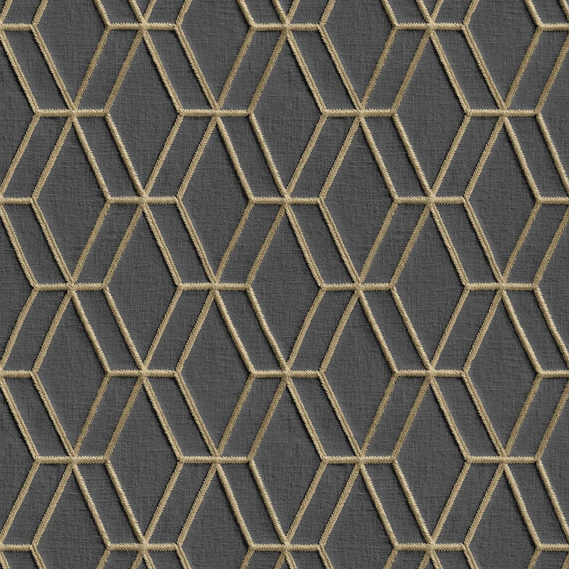 Load image into Gallery viewer, Dutch wallcoverings behang hexagonal zwart en goudkleurig
