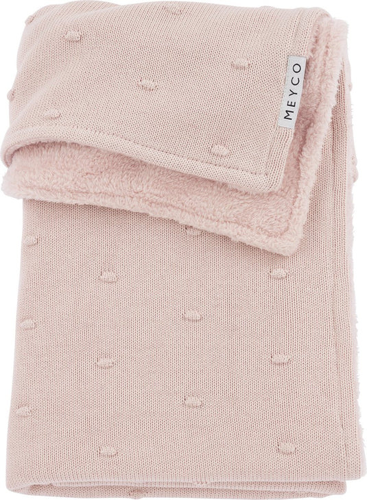 Meyco baby mini knots teddy wiegdeken - soft pink - 75x100cm - 2.0 tog