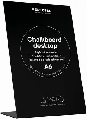 Europel krijtbord – l vorm - tafelmodel – a6 – zwart - hout