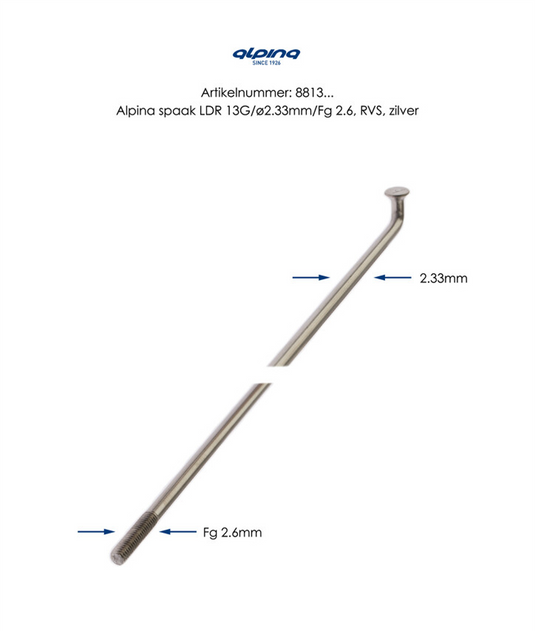 Spaken Alpina rvs 13-294 zonder nippel