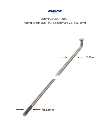 Spaken Alpina rvs 13-290 zonder nippel
