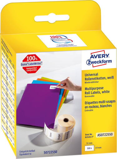 Avery -as0722550-etiketten op rol