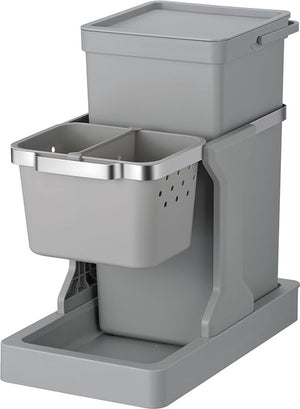 Eko - deco inbouwafvalemmer 20+4 liter - plastic stainless steel - grijs - prullenbak