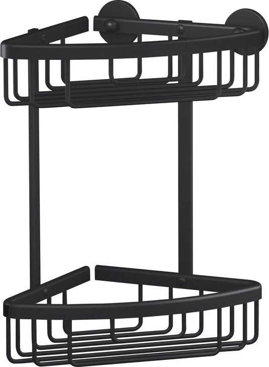 Tesa doucherek aluxx black 2-niveaus matzwart badkamer zelfklevend zonder boren – 163x260x170mm