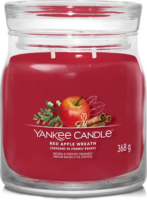 Yankee candle - red apple wreath medium geurkaars - 50 branduren - 2 lonten