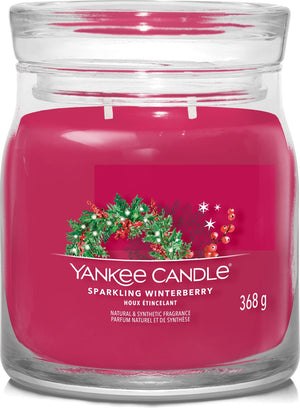 Yankee candle - sparkling winterberry medium geurkaars - 50 branduren - 2 lonten