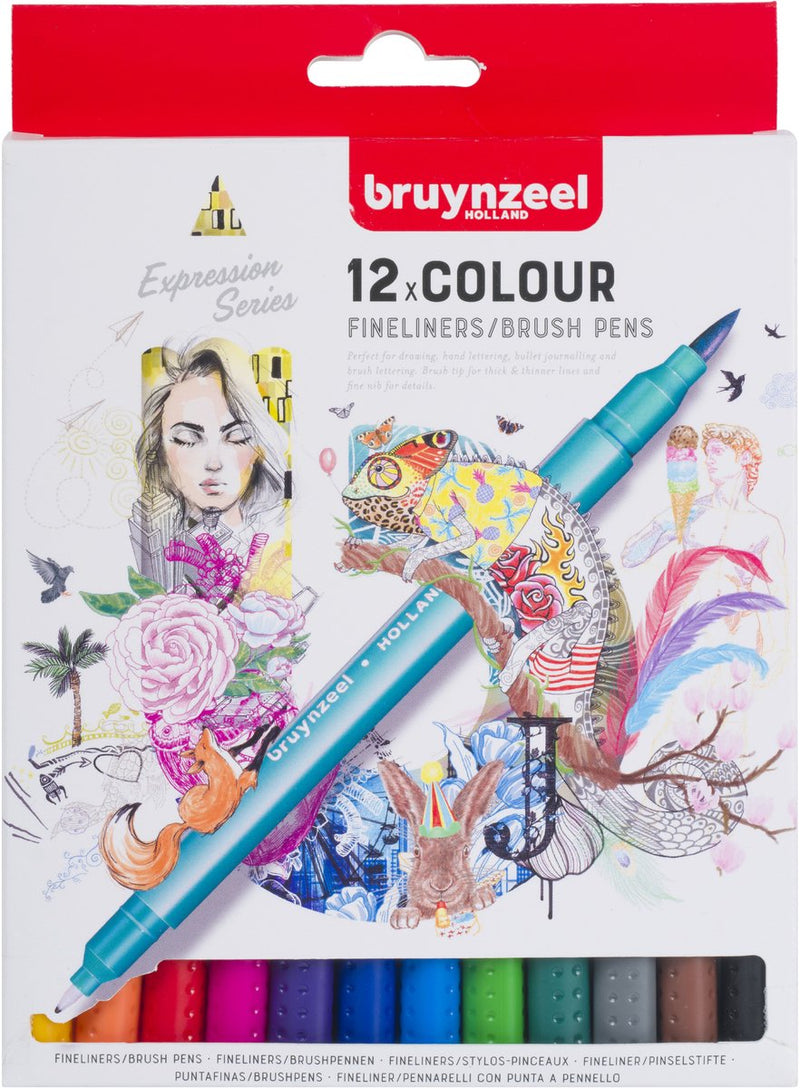 Afbeelding laden in galerijviewer, Bruynzeel brushpen set 12 kleuren
