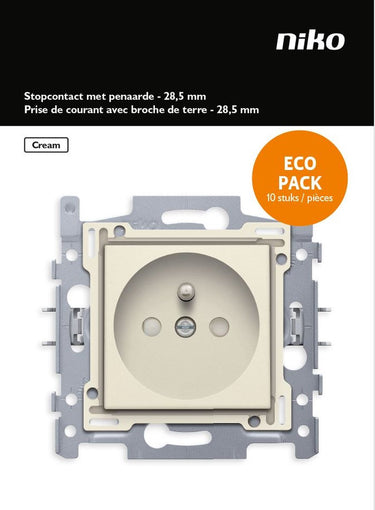 Niko original cream inbouw stopcontact - penaarde - enkelvoudig - 10 stuks