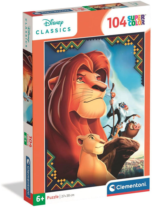 Clementoni - puzzel - 104 stukjes - disney lion king - kinderpuzzel - vanaf 6 jaar