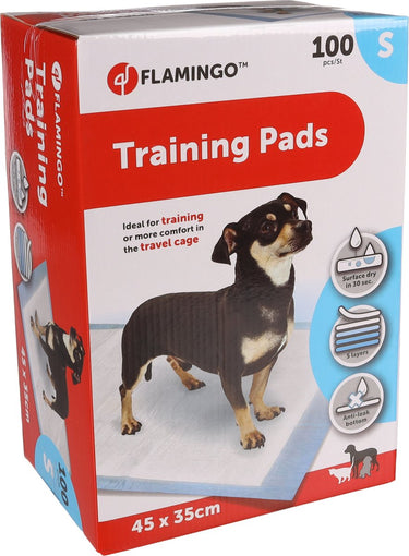 Flamingo puppy pads trainingsmat pady wit – 100 stuks – zindelijkheidsmat voor puppy’s en honden – 5-laags – absorberend sneldrogend – maat s – 45x35 cm