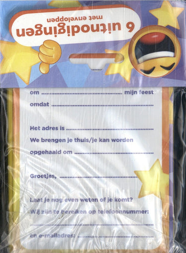 Interstat uitnodigingskaarten - emoji - zonnebril - 6st.