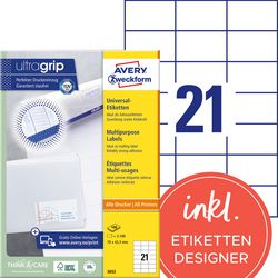Etiketten avery zweckform 3652 universeel 70x42,3mm