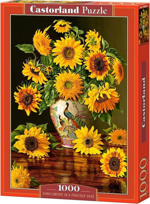 Castorland sunflowers in a peacock vase – puzzel – 1.000 stukjes – satijnen afwerking – perfecte pasvorm – europese kwaliteit