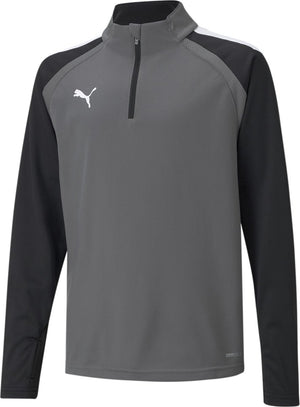 Puma teamliga 1 4 zip top jr unisex sportshirt - smoked pearl- white