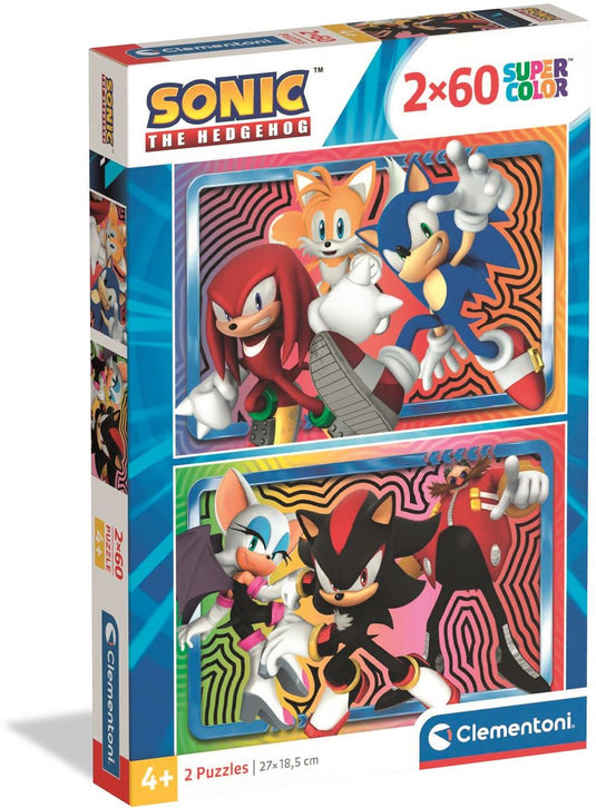 Clementoni - puzzel - 2x60 stukjes - sonic - puzzel voor kinderen - vanaf 4 jaar