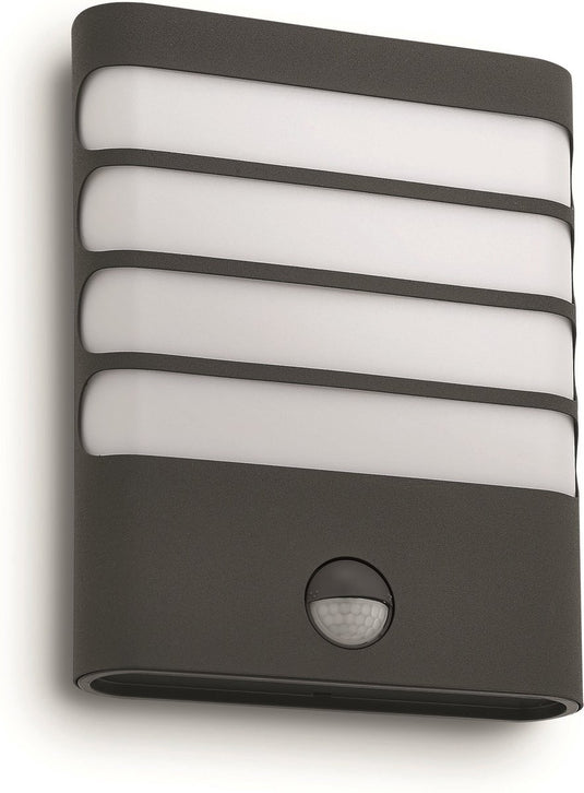 Philips led philips raccoon buitenwandlamp - met sensor - 1-lichts - antraciet