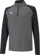 Puma teamliga 1 4 zip top jr unisex sportshirt - smoked pearl- white