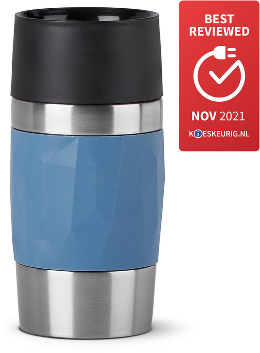 Tefal travel mug compact - thermosfles - 0.3l - blauw - lekvrij - geschikt voor warme en koude dranken